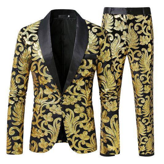 Herren Glitzer Anzug Set Elegant Abendgarderobe - IdealeKleiden