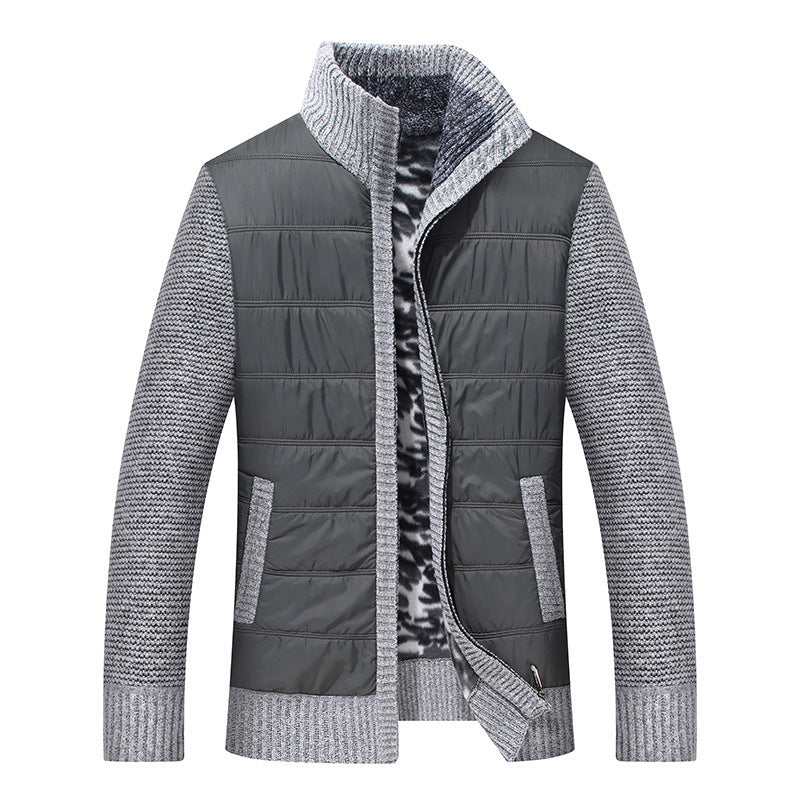 Herren Steppjacke Warm mit Strickärmeln und Hochkragen