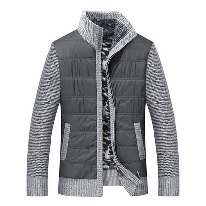 Herren Steppjacke Warm mit Strickärmeln und Hochkragen