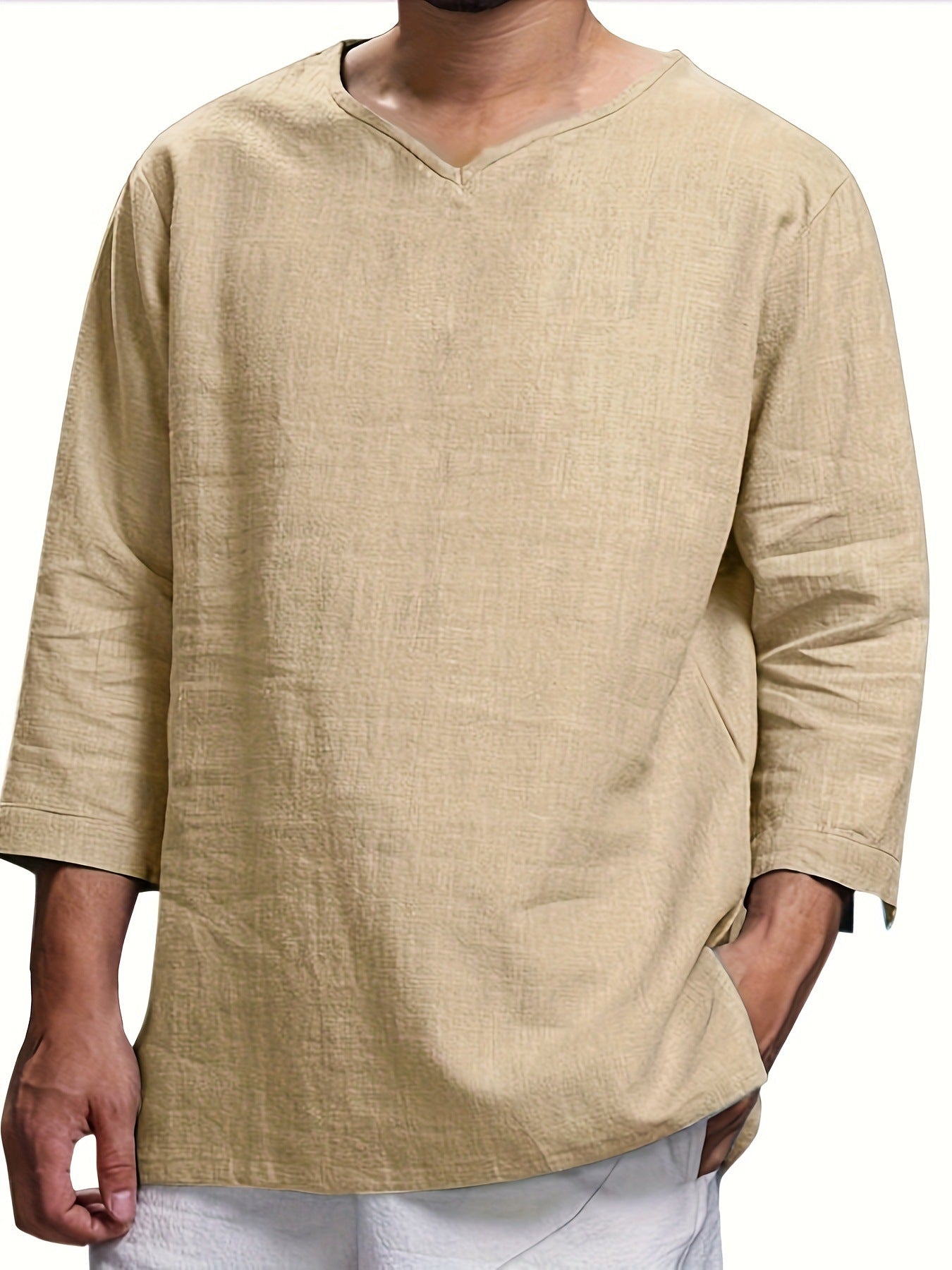 Herren Langarmshirt Relaxed Fit V-Ausschnitt