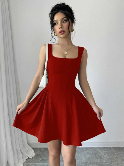 Damen A-Linie Kleid Elegant V-Ausschnitt Fließend