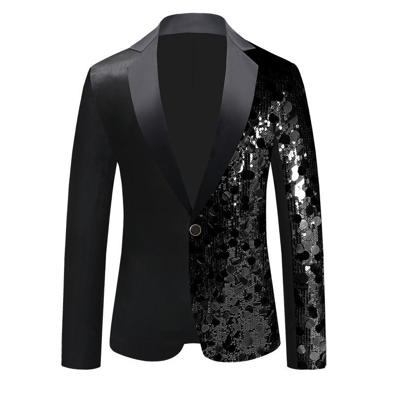 Damen Glitzerjacke Sequin Blazer Elegant Schmalkragen