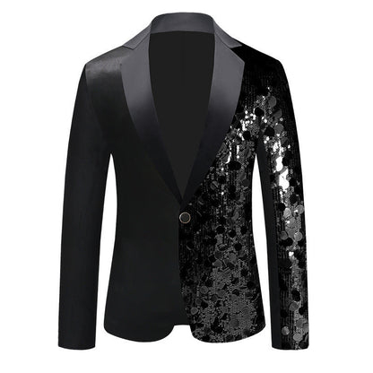 Damen Glitzerjacke Sequin Blazer Elegant Schmalkragen
