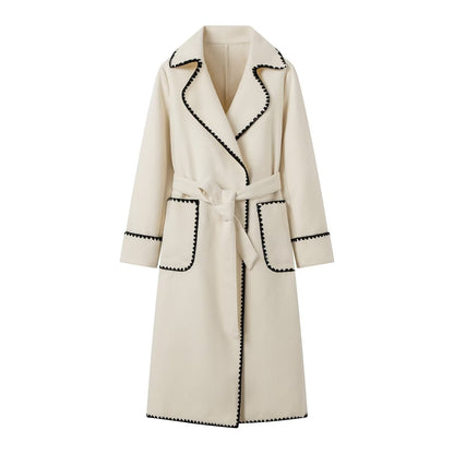 Damen Übergangsjacke Elegant Gürtel Luxus Taschen