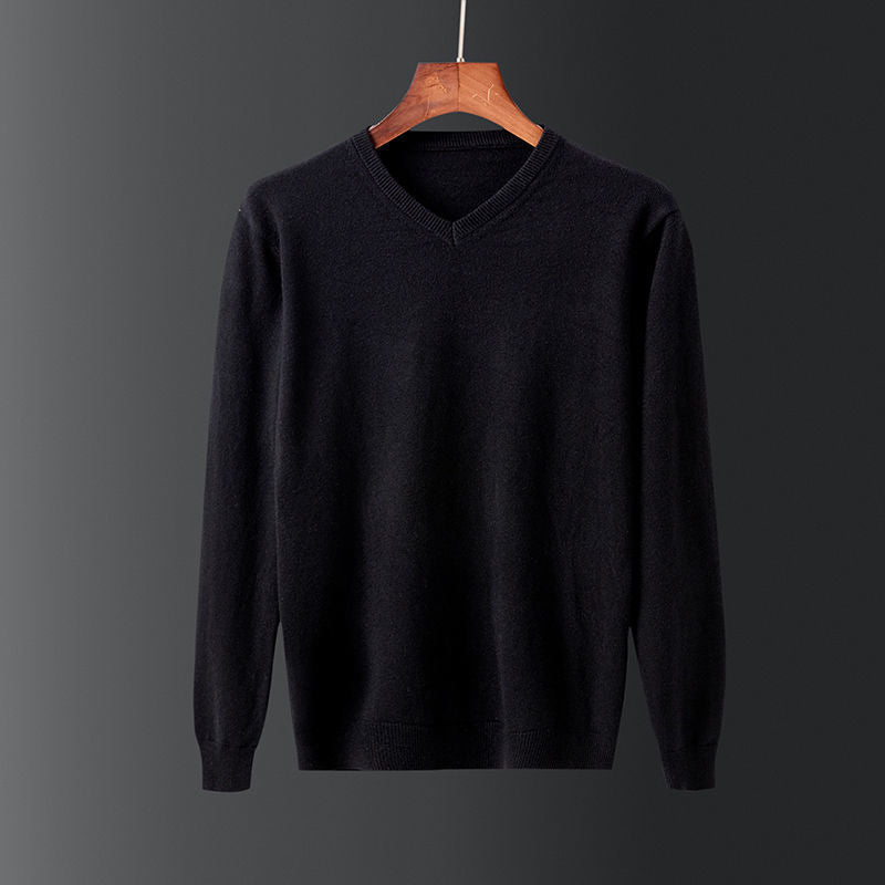 Herren Pullover V-Ausschnitt Feinwolle Eleganz
