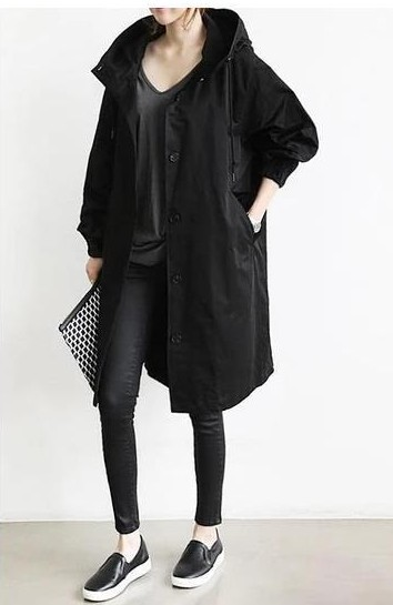 Damen Oversized Trenchcoat Kapuzenmantel Stilvoll