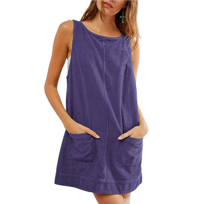 Damen Jerseykleid Lässig Rundhals mit Taschen