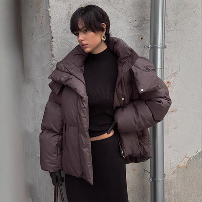 Damen Winterjacke Oversized Stehkragen Elegant - IdealeKleiden