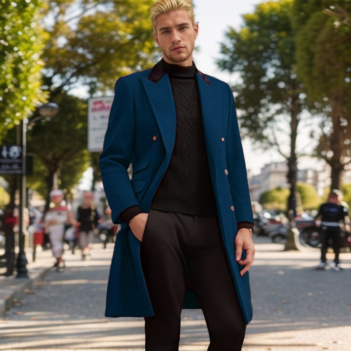 Herren Mantel Modern Samtkragen Elegantes Design