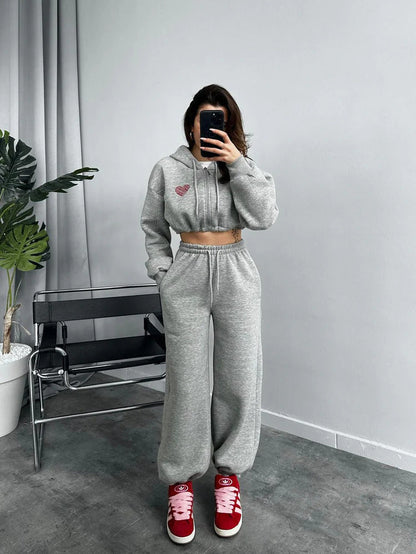 Damen Sportanzug Hoodie Jogginghose Set Bequem