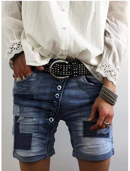 Damen Mode Shorts Jeans Destroyed mit Taschen