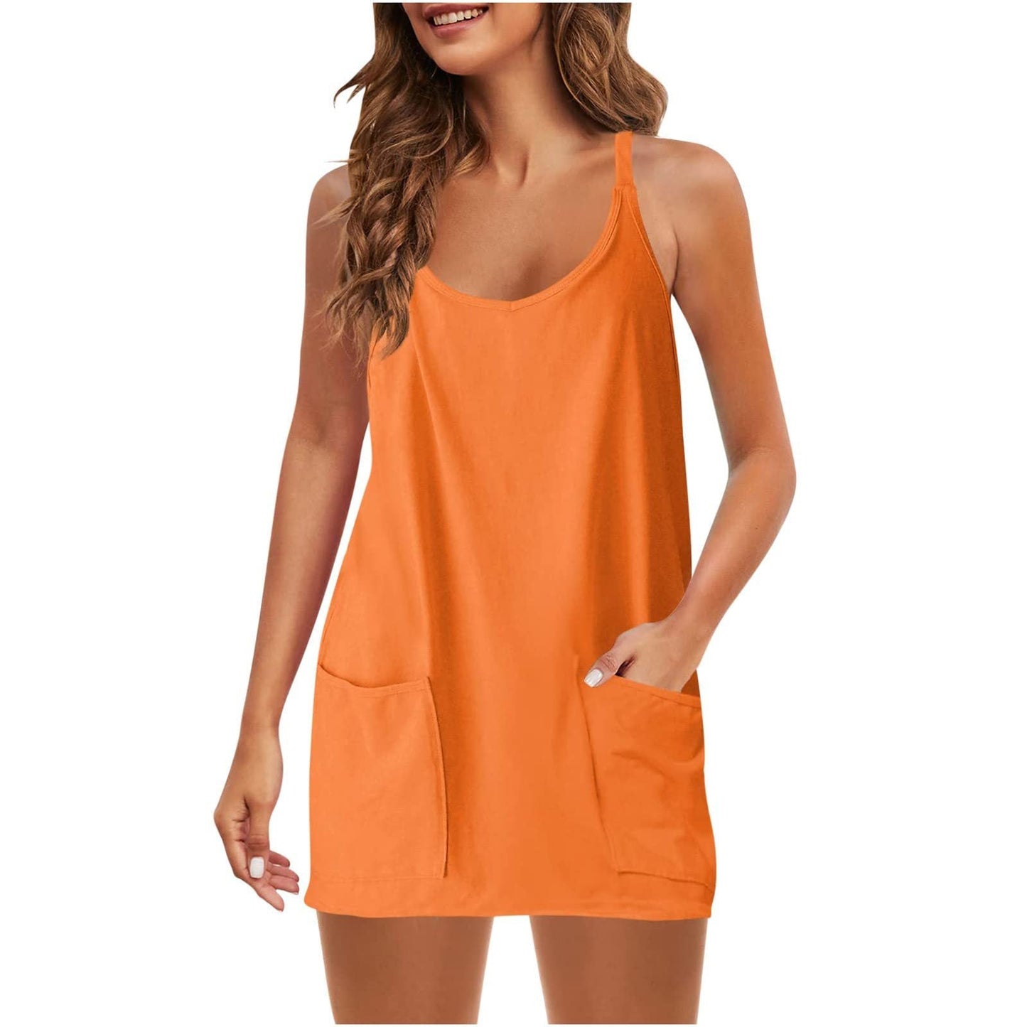 Damen Nachthemd mit Taschen Bequem Sommerkleid