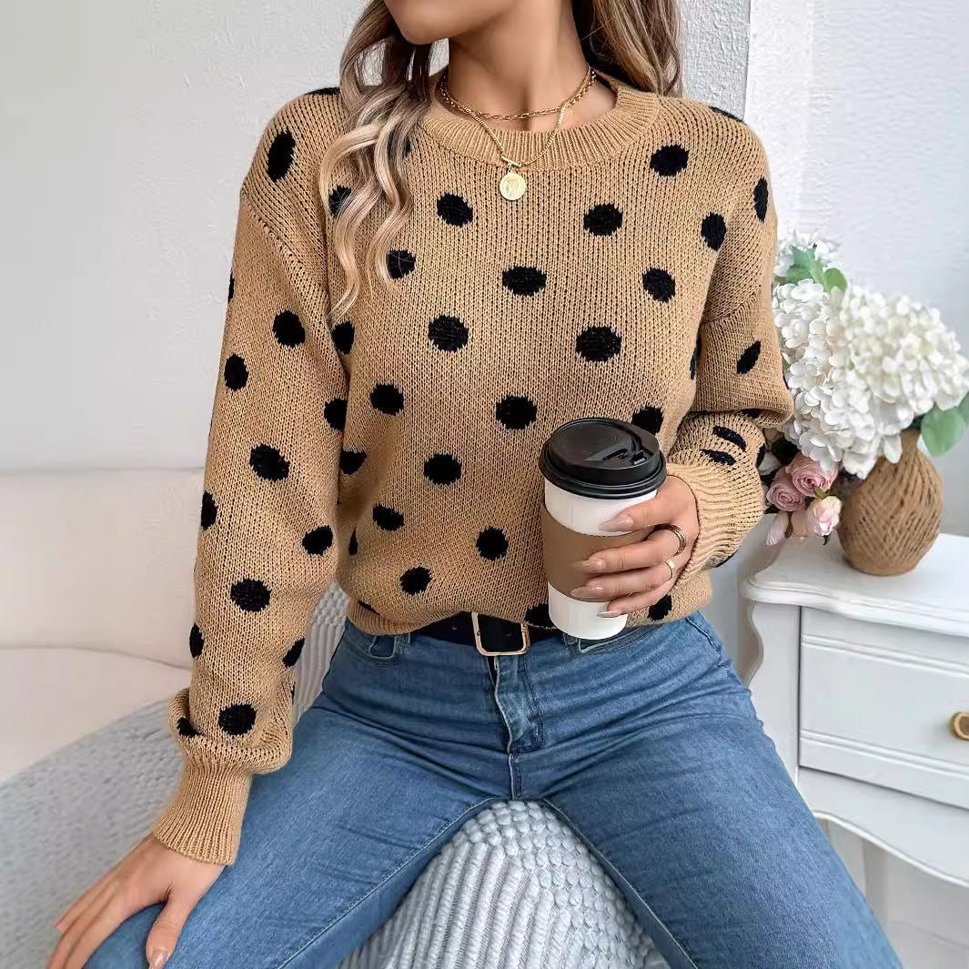 Klassischer Polka Dot Pullover Damen