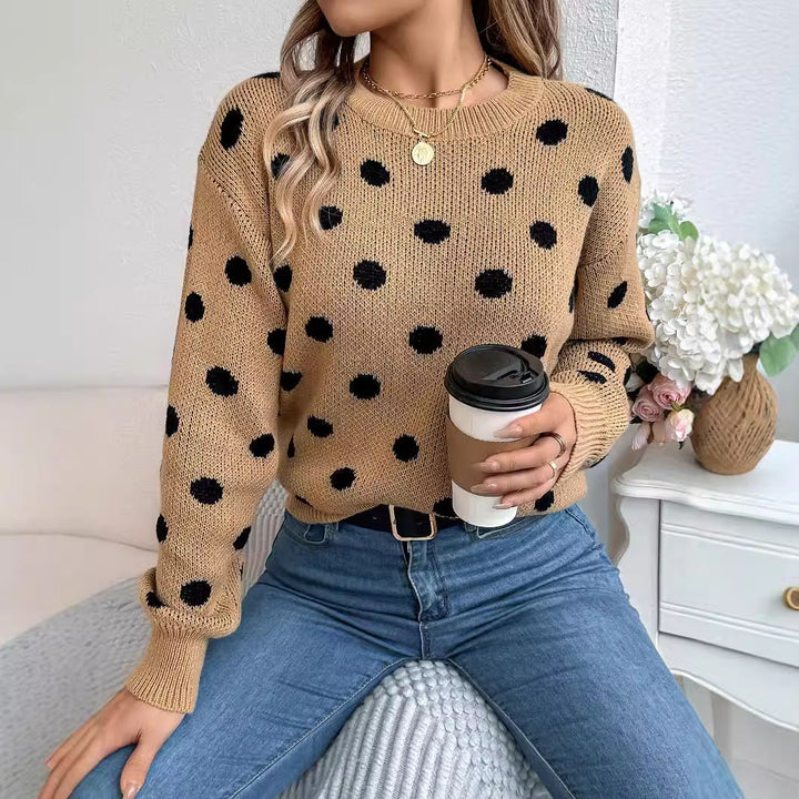 Klassischer Polka Dot Pullover Damen