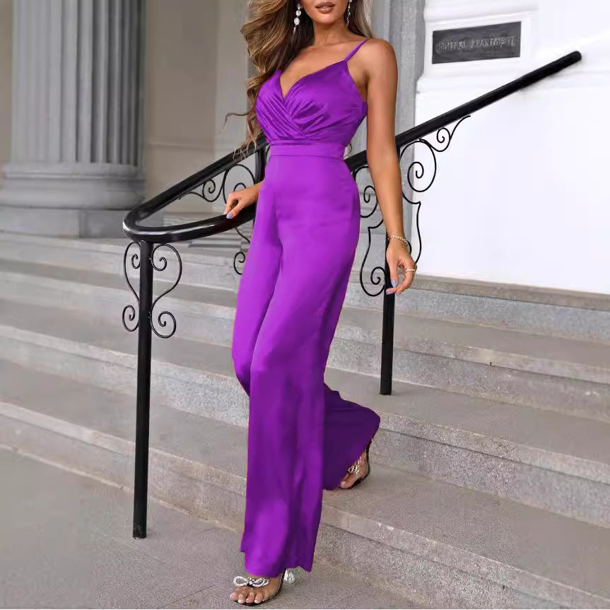Damen Jumpsuit Elegant Schmal Schulter Schnitt - IdealeKleiden