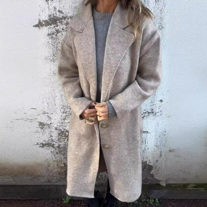Damen Wollmantel Oversized Elegantes Design - IdealeKleiden
