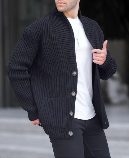 Herren Pullover Strickjacke Modern Knopfdesign