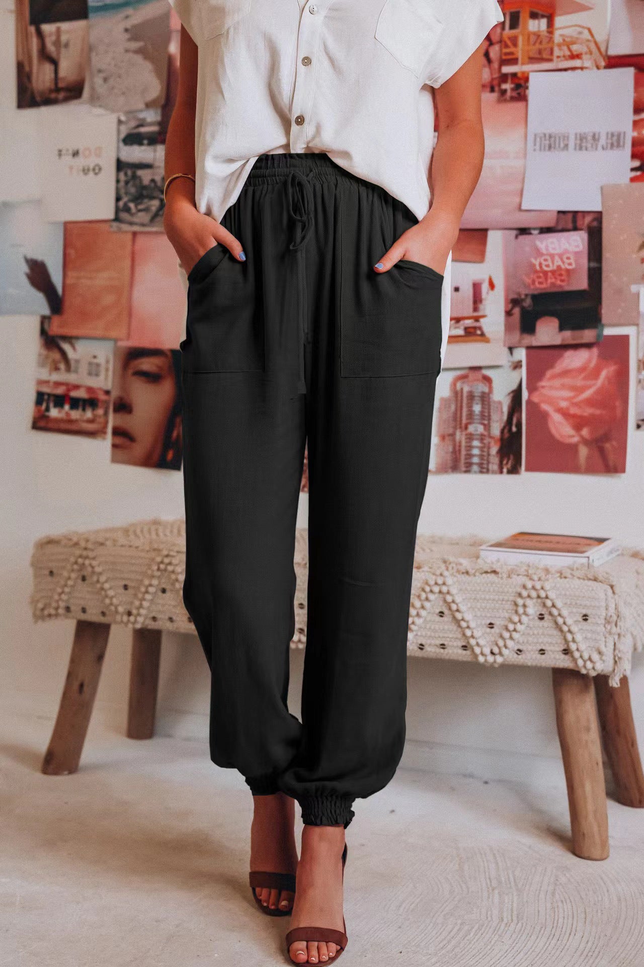 Damen Jogginghose Bequem Elastisch Gummizug