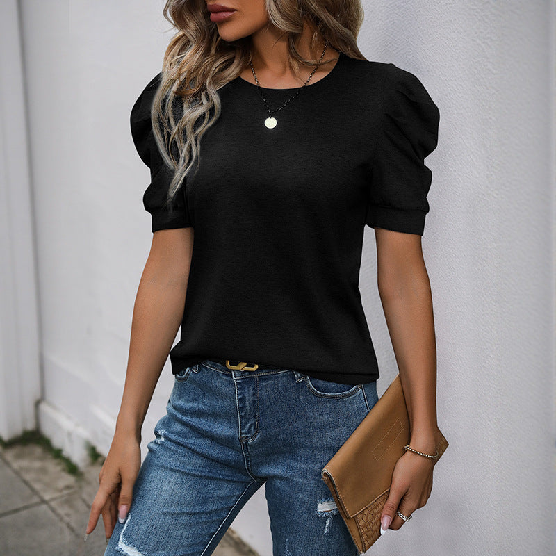 Elegantes Frauen T-Shirt mit Puffärmeln