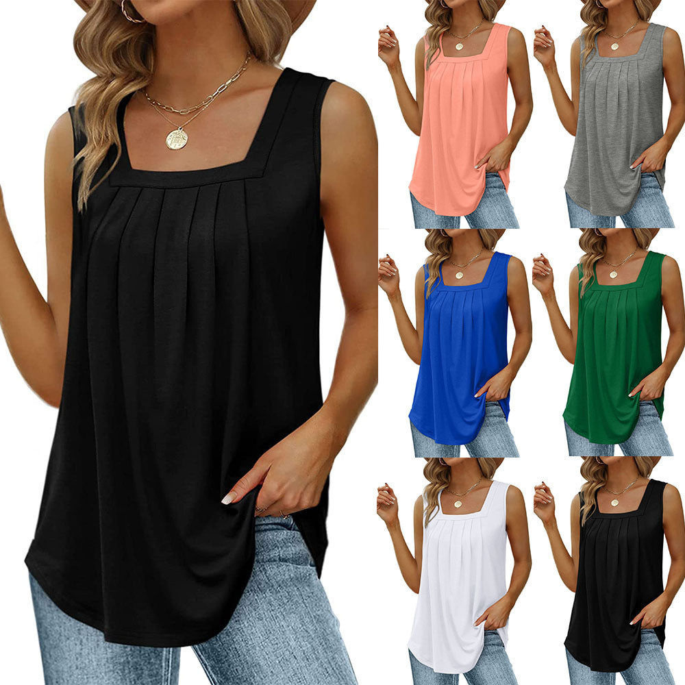 Damen Oberteil Ärmellos Elegantes Falten Design - IdealeKleiden