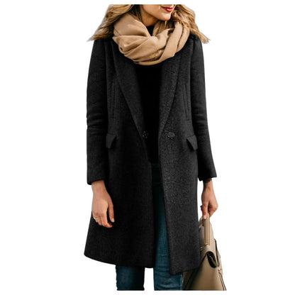 Damen Mantel Elegant Figurbetont Schwarz