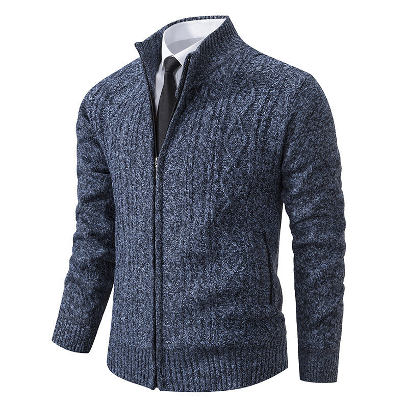 Herren Strickjacke Stehkragen Musterung Trendy