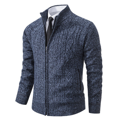 Herren Strickjacke Stehkragen Musterung Trendy