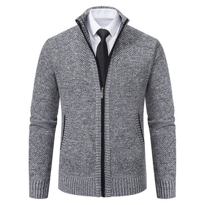 Herren Strickjacke Elegant Hochkragen Reißverschluss