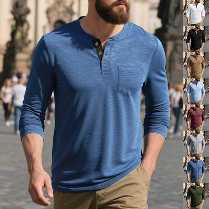 Herren Langarm-Shirt Weich Baumwolle Praktisch - IdealeKleiden