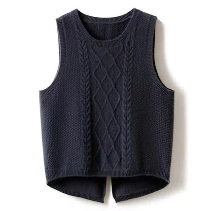 Damen Strickweste Ärmellos Zopf Muster Modern Style