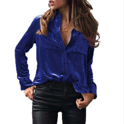 Elegante Damenbluse Satin mit Stickerei