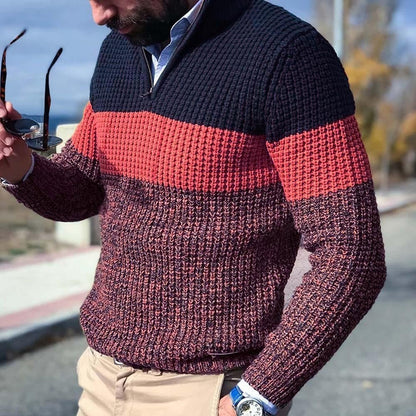 Herren Strickpullover Texturiert Halbzipper