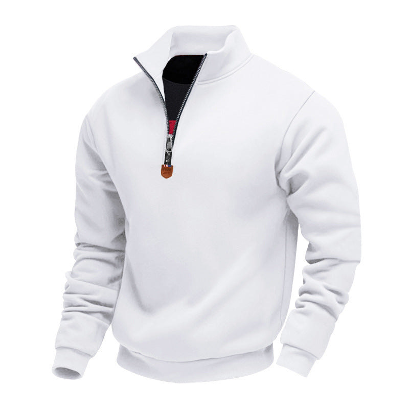 Herren Pullover Sportlich Halbzipper Stehkragen