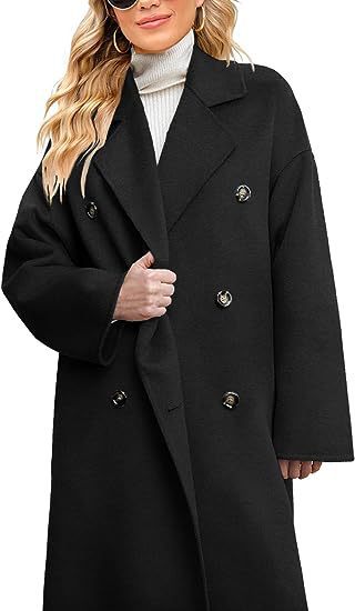 Damen Wollmantel Elegant Lässig Doppelknopf