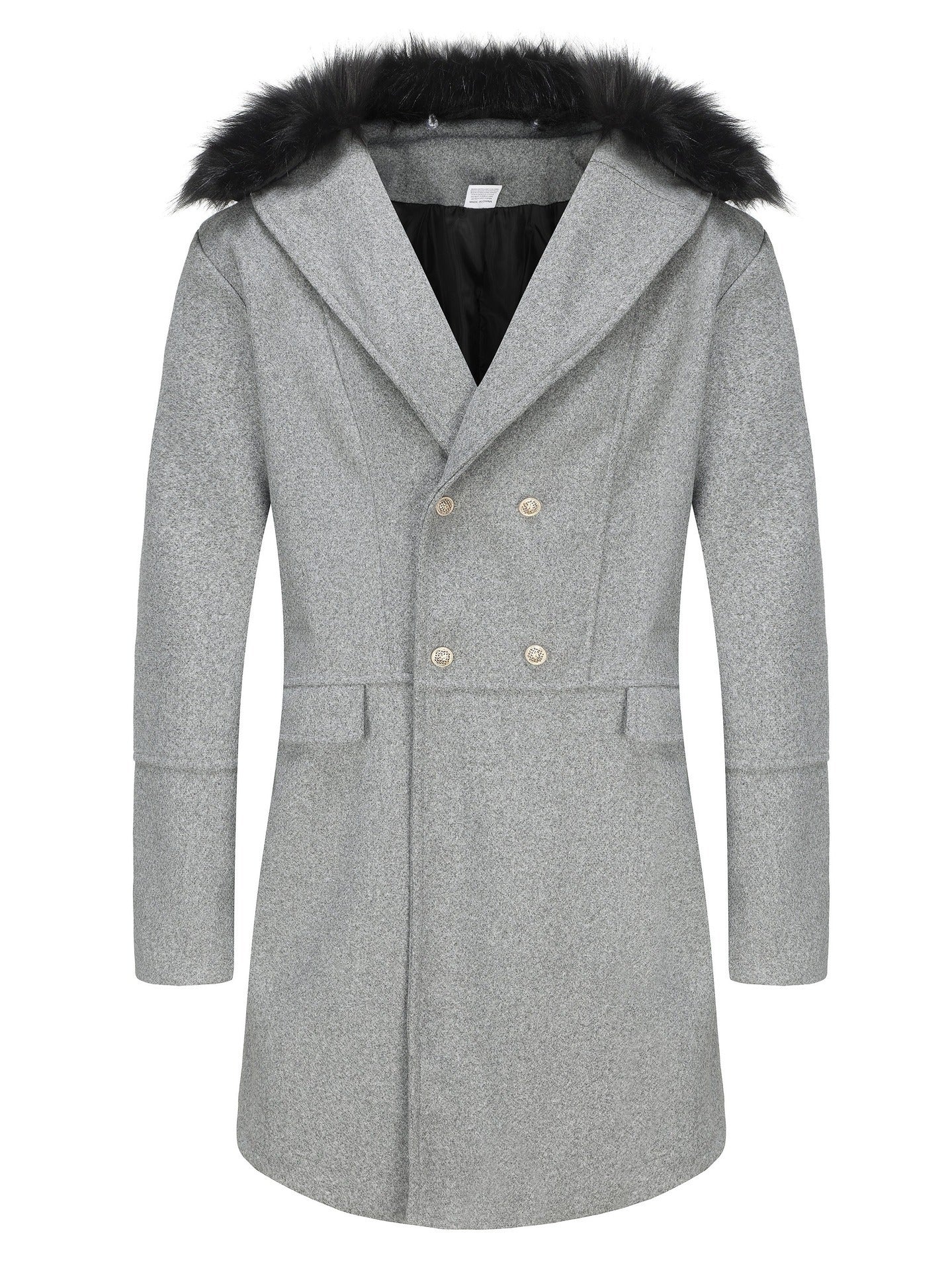 Herren Langmantel Elegantes Design Luxus Fellkragen