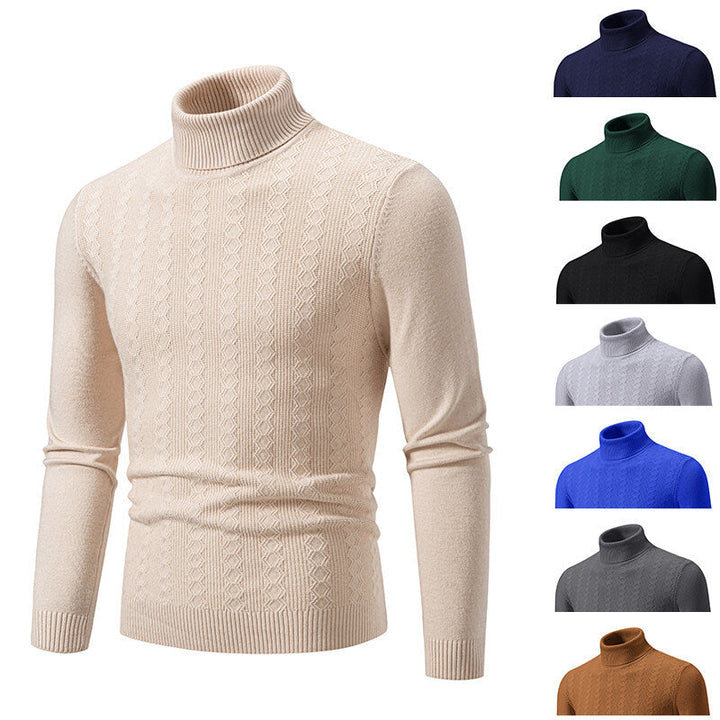 Herren Pullover Rollkragen Strick Zopfmuster - IdealeKleiden