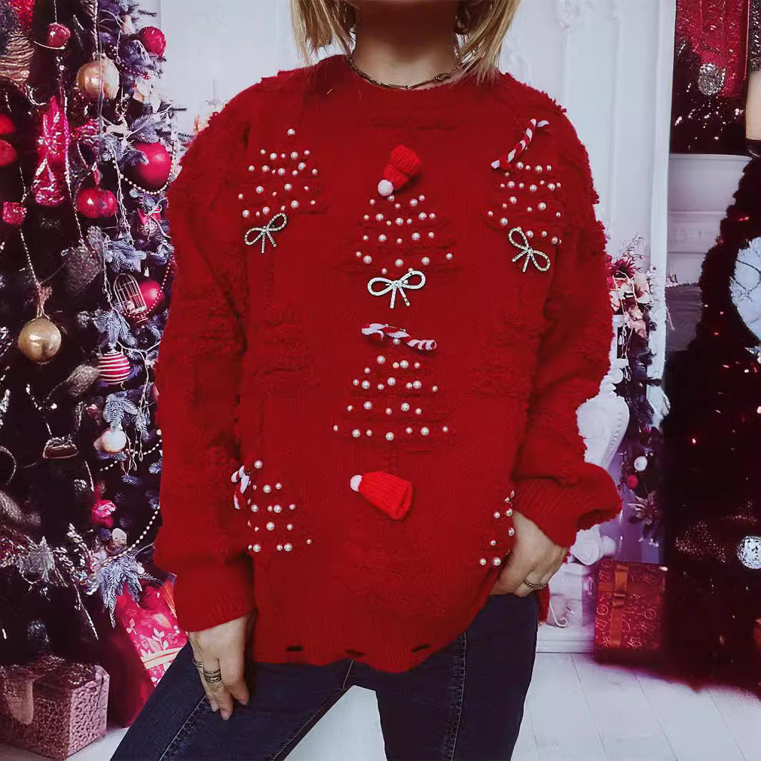 Weihnachtspullover Damen Festlich 3D Motive - IdealeKleiden