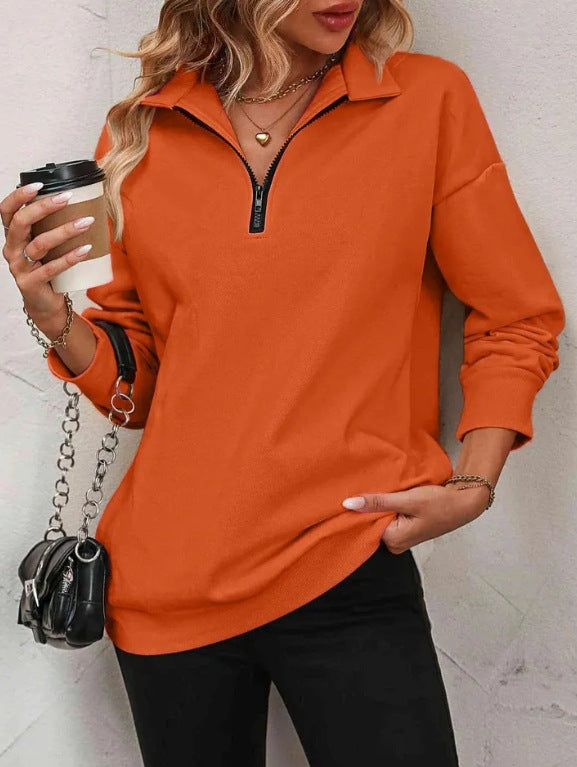 Damen Sweatshirt Lässig Reißverschluss Sportlich