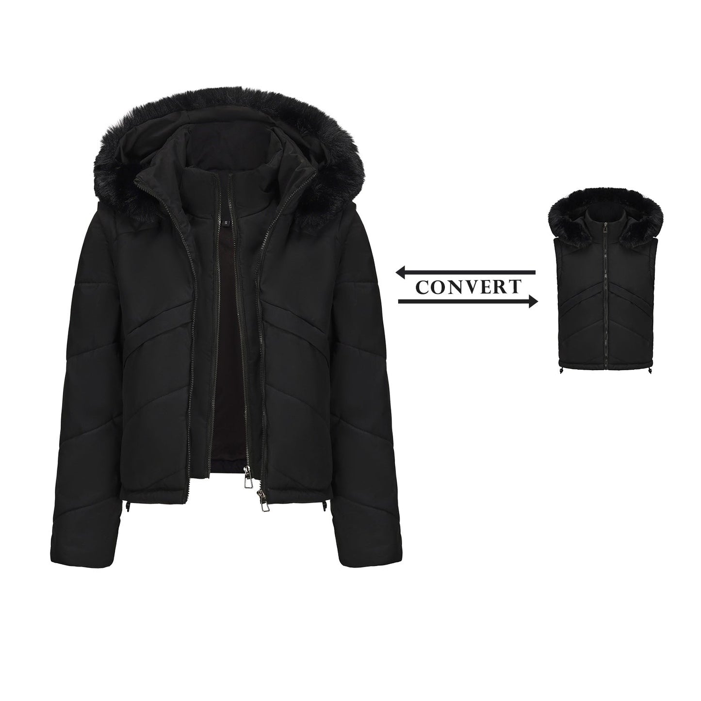 Damen Wendejacke Kunstfell Mantel Modern