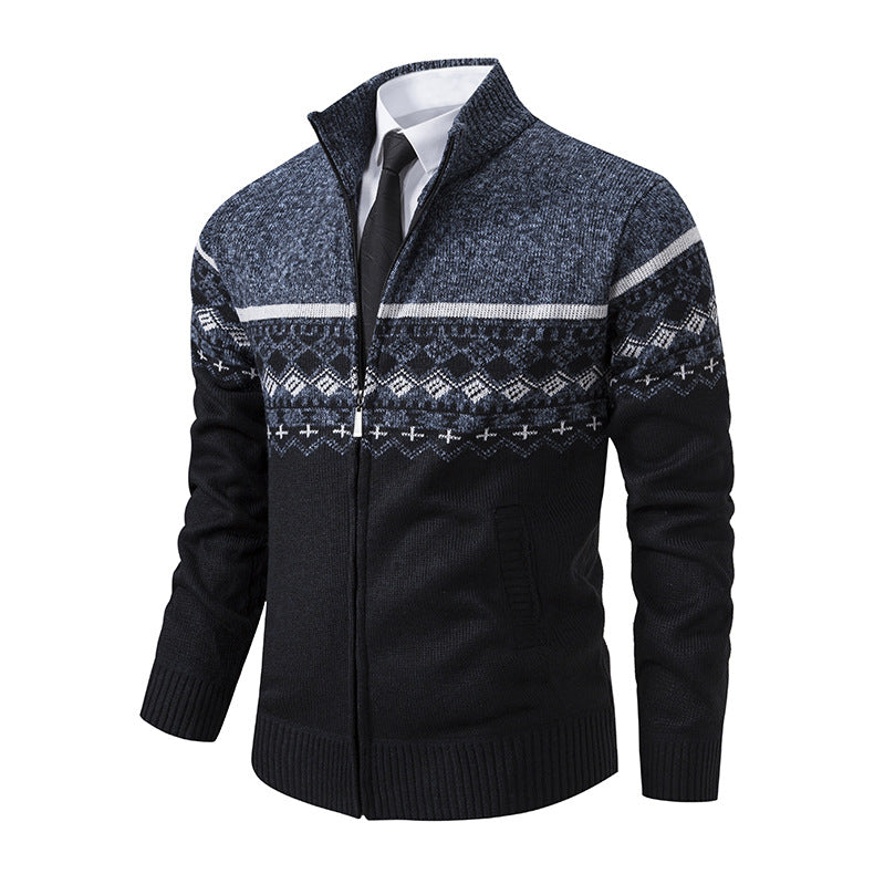 Herren Strickjacke Modern Hochkragen Design