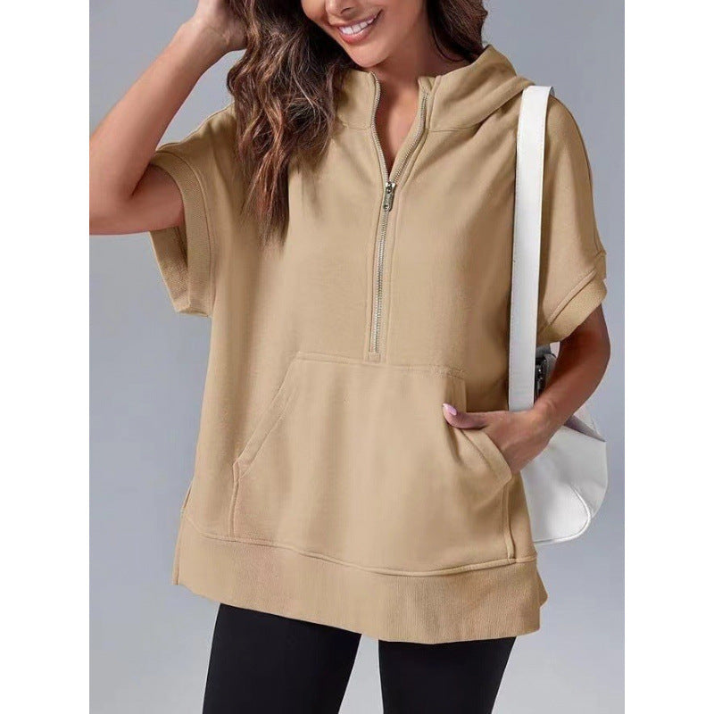 Damen Kapuzenpullover Lässig Mit Taschen Und Reißverschluss