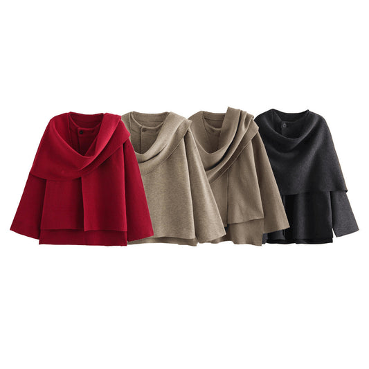 Damen Asymmetrische Ponchojacke Weich Fleece Überwurf - IdealeKleiden