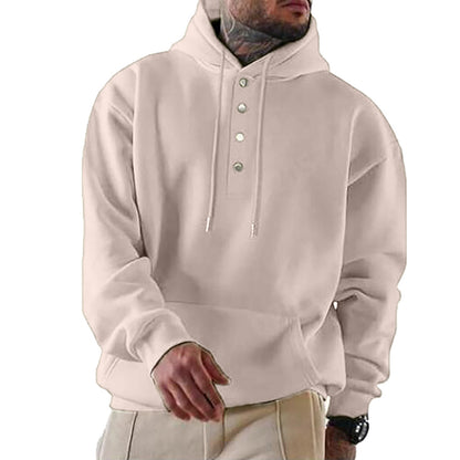 Herren Hoodie Kapuze Trendy Knopfverschluss Praktisch