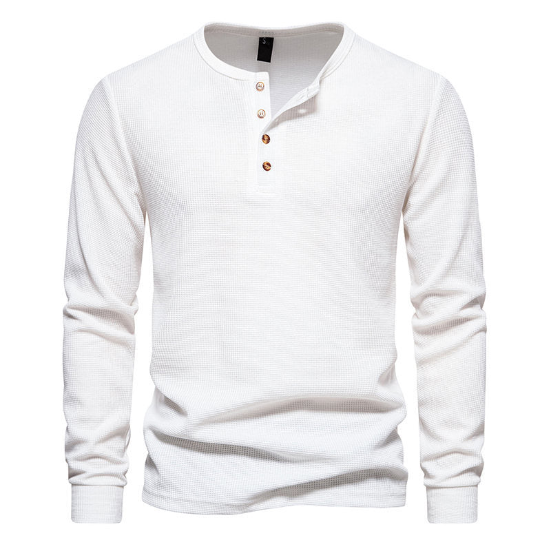 Herren Langarmshirt Strukturiert Modern Knöpfe