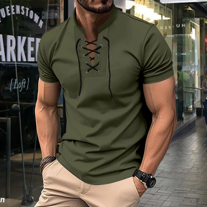 Herren Poloshirt Relaxed Fit Schnürfront