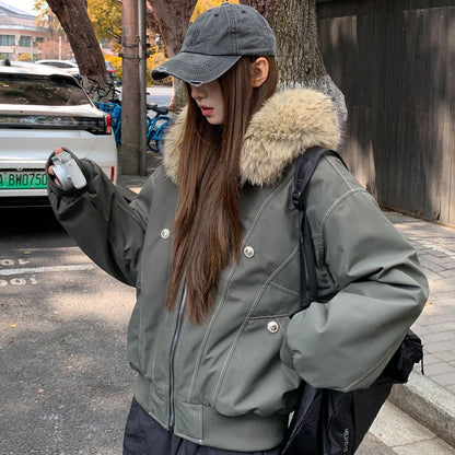 Damen Winterjacke Warm Isoliert mit abnehmbarem Fellkragen und XXL-Taschen - IdealeKleiden