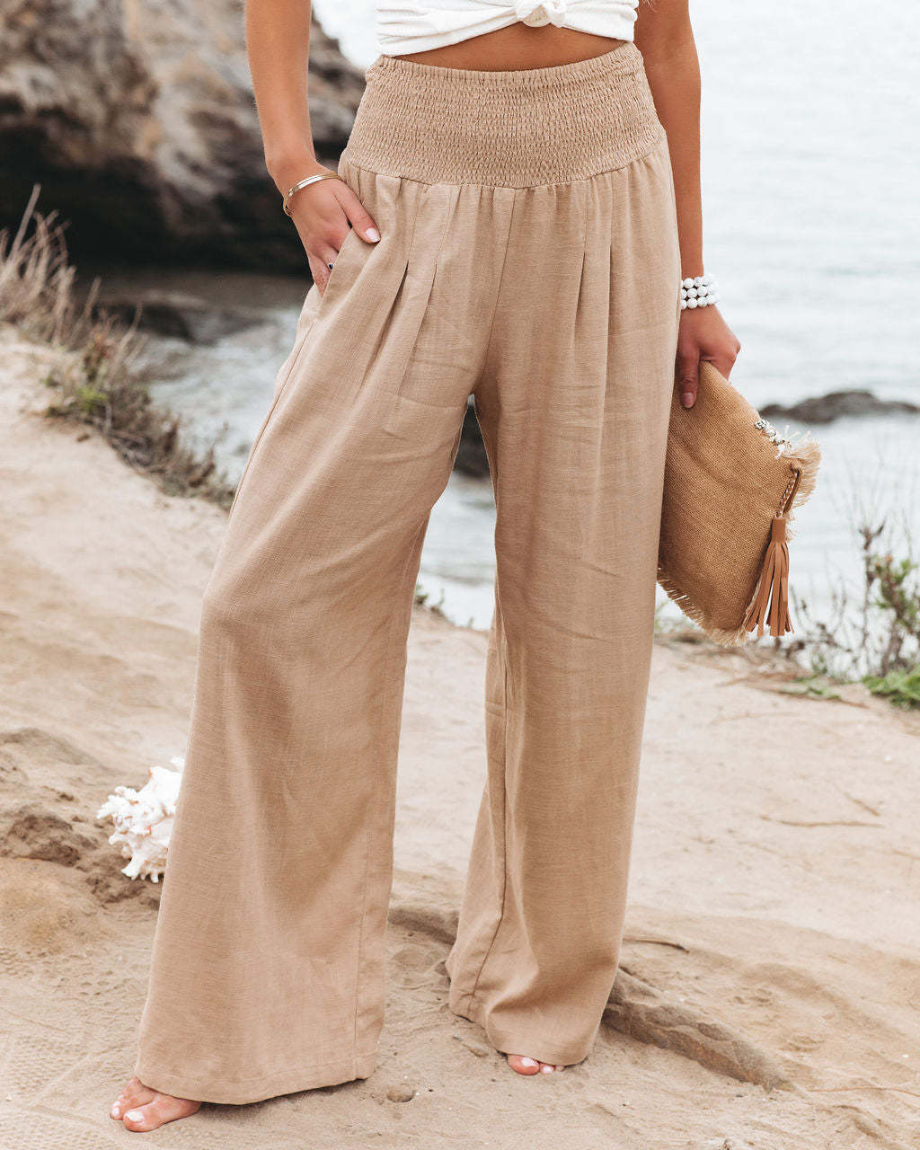 Damen Leinenhose Bequem Elegant
