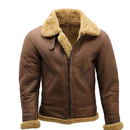 Herren Lederjacke Warm Veredelt Mit Kunstfellfutter - IdealeKleiden
