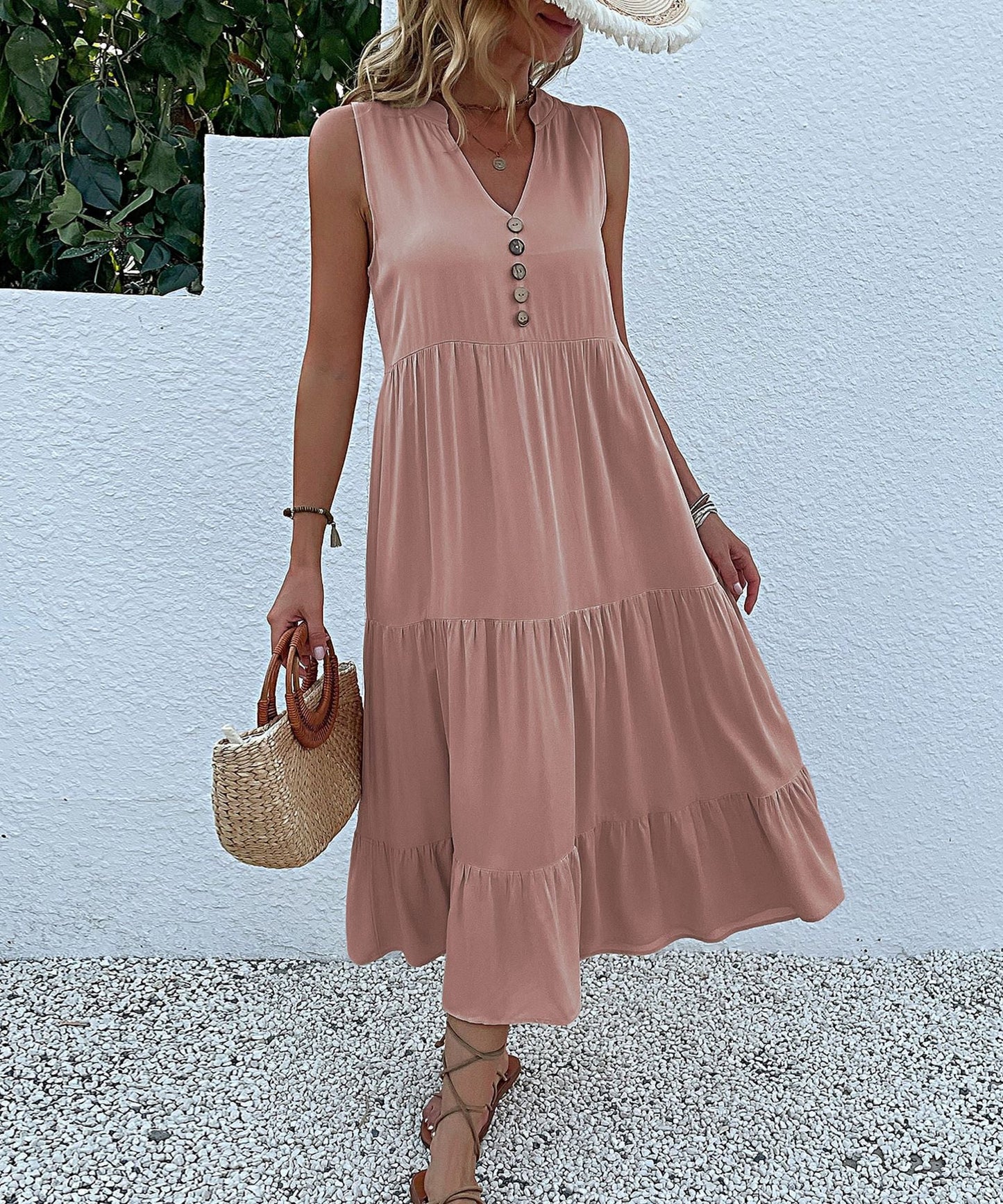 Damen Sommerkleid Rüschendetails Freizeit Kleid