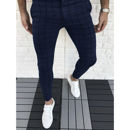 Herren Slim Fit Anzughose Karomuster Modern